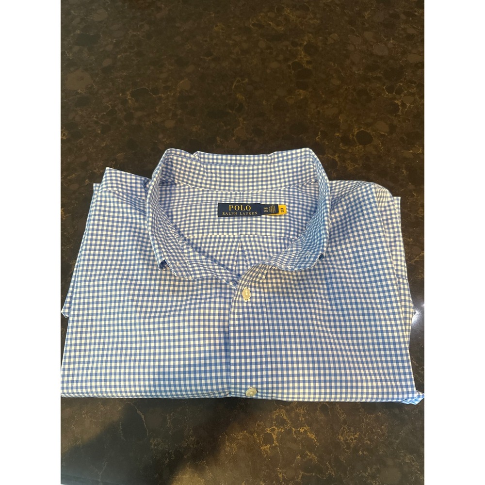 Polo Ralph Lauren Mens 3XB Blue Gingham Stretch Button Dn Shirt Long Sleeve NEW